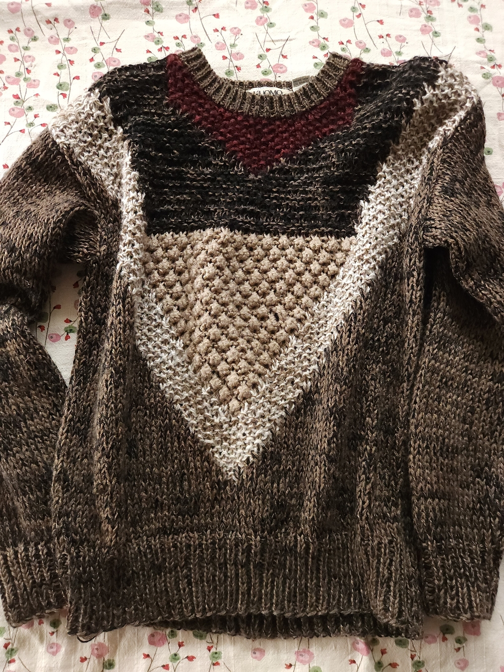 Vintage L'Uomo Handknit Colorblock Sweater | Chunky Wool Blend | Men's L